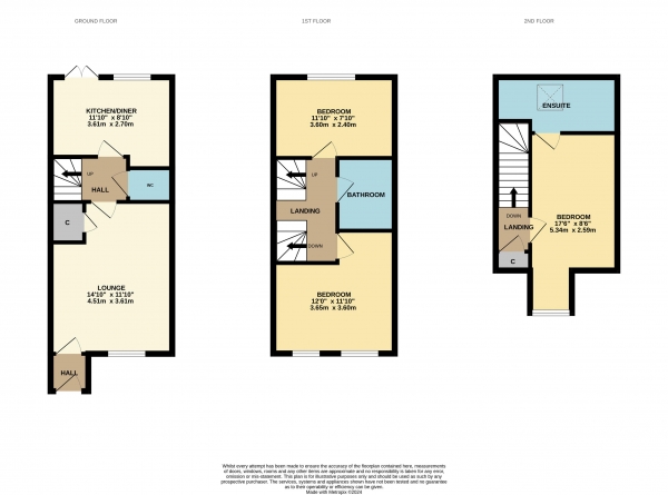 Floor Plan Image for 3 Bedroom Terraced House for Sale in Longleat Walk, Ingleby Barwick