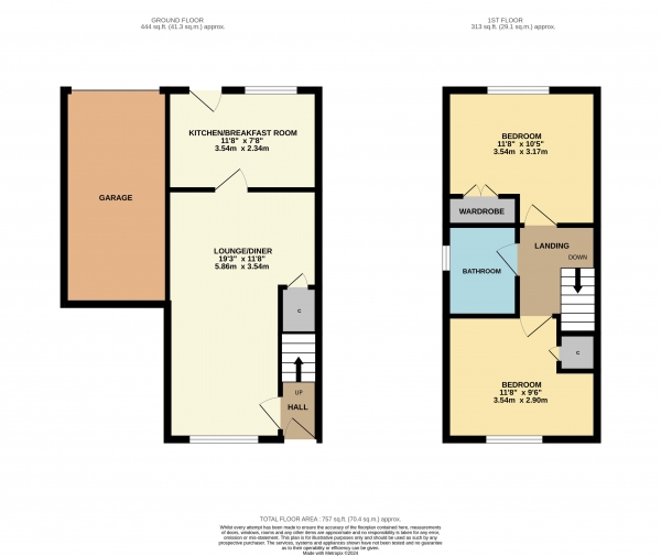 Floor Plan Image for 2 Bedroom Semi-Detached House to Rent in Penderyn Crescent, Ingleby Barwick