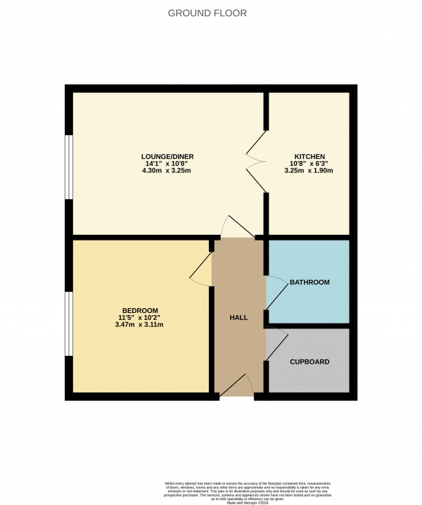 Floor Plan Image for 1 Bedroom Apartment for Sale in 12 Fullerton Way, Thornaby