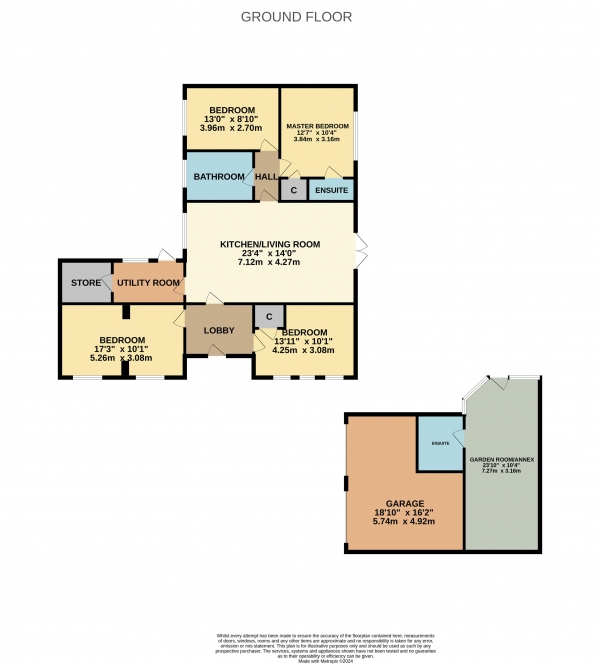 Floor Plan Image for 4 Bedroom Detached Bungalow to Rent in Anfield, Barwick Lane, Ingleby Barwick