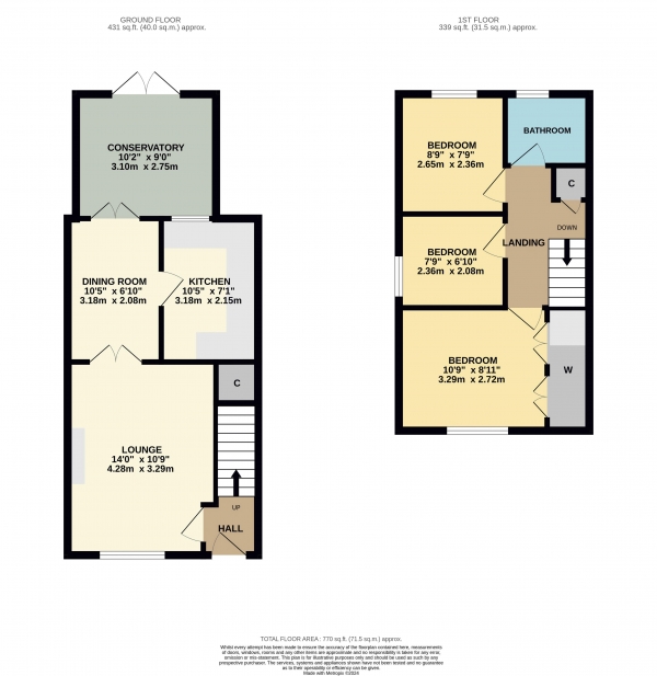 Floor Plan for 3 Bedroom Semi-Detached House to Rent in Stoneacre Avenue, Ingleby Barwick, Ingleby Barwick, TS17, 0XE - £196 pw | £850 pcm