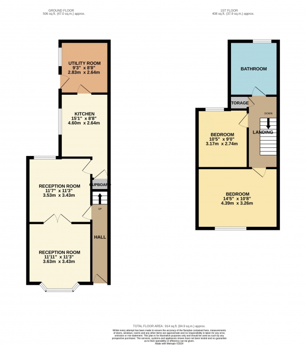 Floor Plan Image for 2 Bedroom Terraced House for Sale in Langley Avenue, Thornaby