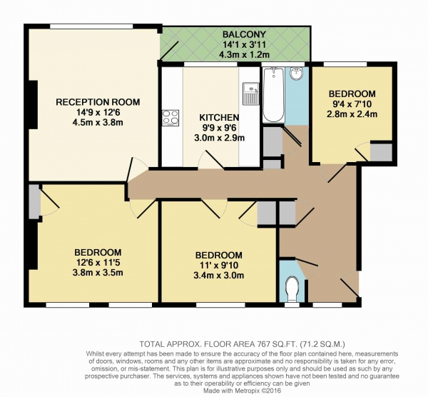 Floor Plan Image for 3 Bedroom Apartment to Rent in Torriano Avenue, London