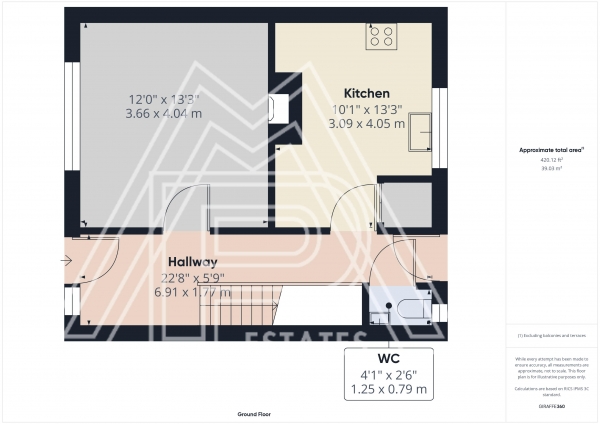 Floor Plan for 3 Bedroom Terraced House to Rent in Hamble Lane, South Ockendon, RM15, 5HP - £404 pw | £1750 pcm