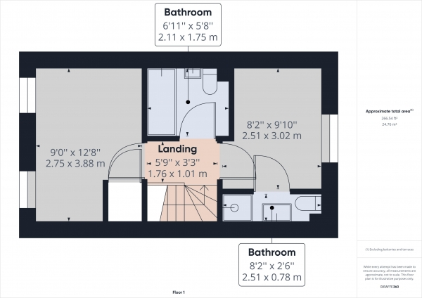 Floor Plan Image for 2 Bedroom Terraced House to Rent in Brookfield Drive, Stanford-Le-Hope