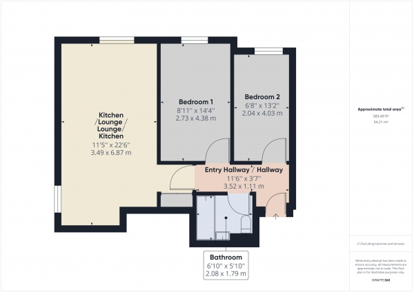 Floor Plan Image for 2 Bedroom Flat to Rent in Woodlands Road, Wickford