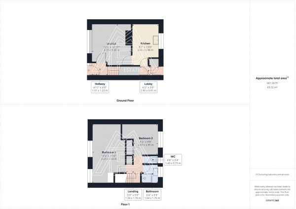 Floor Plan Image for 2 Bedroom Terraced House for Sale in Bovey Way, South Ockendon