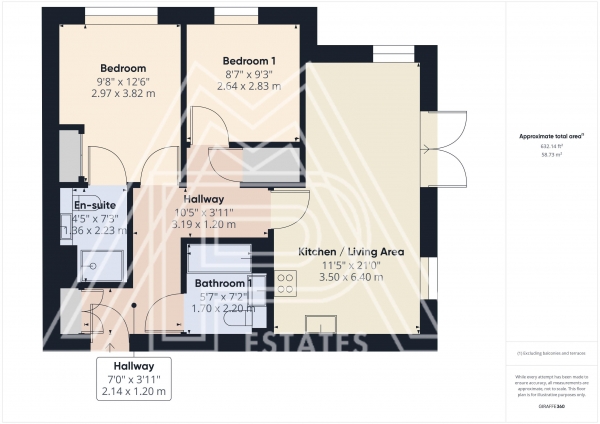 Floor Plan Image for 2 Bedroom Flat for Sale in Falcon Way, South Ockendon