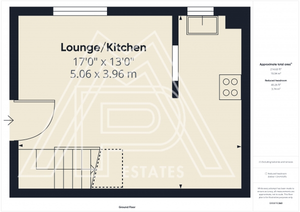 Floor Plan Image for 1 Bedroom End of Terrace House for Sale in Kipling Avenue, Tilbury