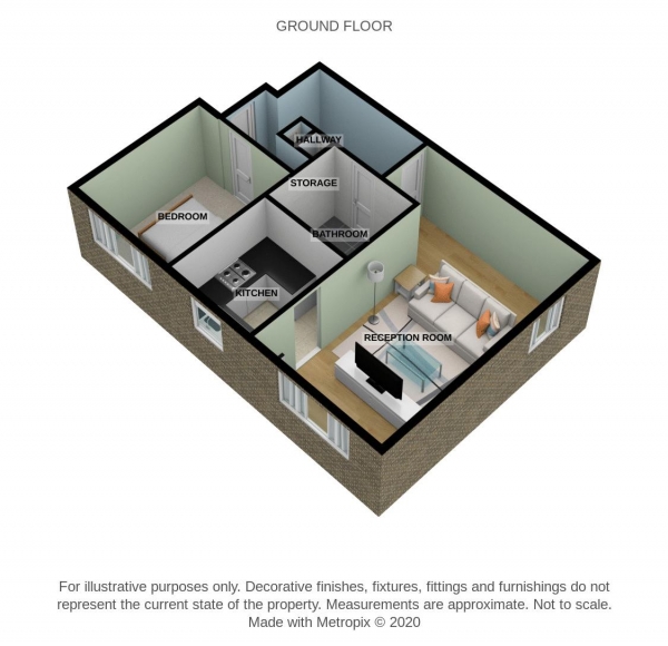 Floor Plan for 1 Bedroom Flat to Rent in Brimfield Road, Purfleet-On-Thames, RM19, 1RQ - £231 pw | £1000 pcm