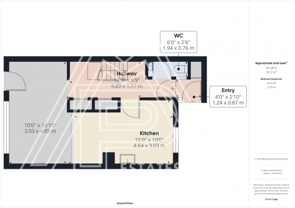 Floor Plan for 2 Bedroom End of Terrace House for Sale in Verbena Close, South Ockendon, RM15, 6ES - Guide Price &pound285,000