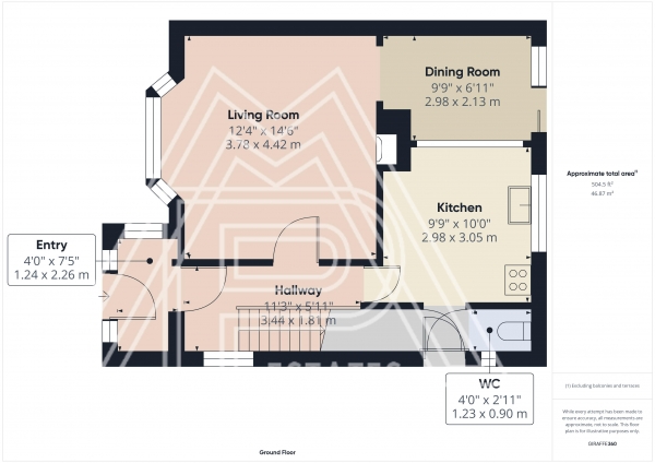 Floor Plan for 3 Bedroom End of Terrace House for Sale in Fortin Way, South Ockendon, RM15, 5NG - Guide Price &pound385,000