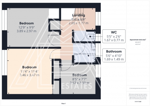 Floor Plan for 3 Bedroom Terraced House for Sale in Perry Way, South Ockendon, Aveley, RM15, 4RD - Guide Price &pound375,000