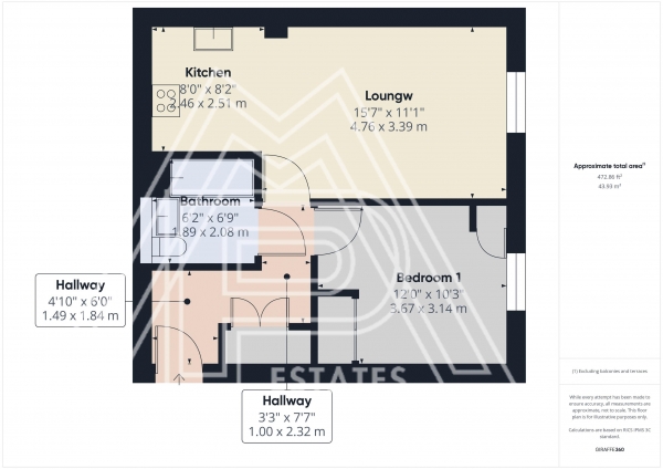 Floor Plan Image for 1 Bedroom Apartment to Rent in Falcon Way, South Ockendon