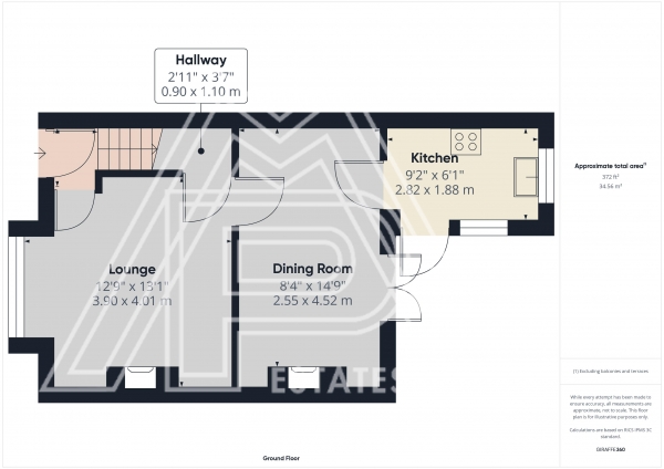 Floor Plan for 2 Bedroom Terraced House for Sale in West Road, South Ockendon, RM15, 6PH - Guide Price &pound355,000