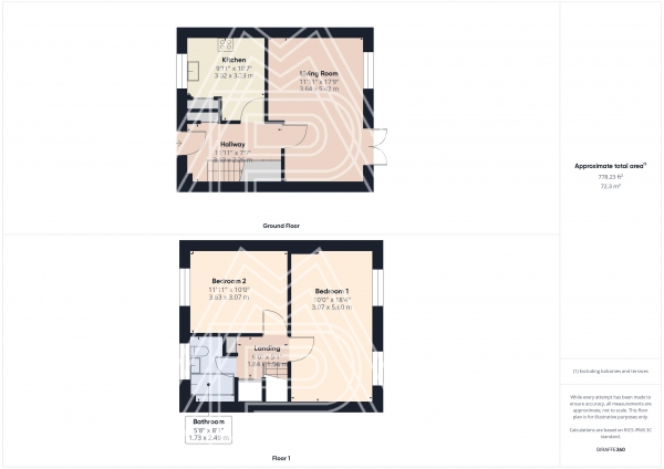 Floor Plan for 2 Bedroom Apartment for Sale in Derwent Parade, South Ockendon, RM15, 5EE - Guide Price &pound260,000