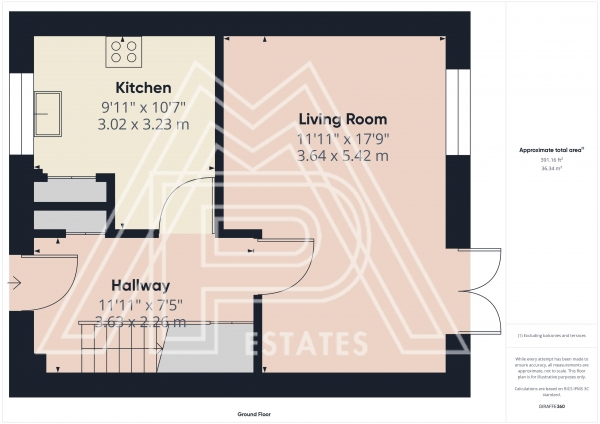 Floor Plan for 2 Bedroom Apartment for Sale in Derwent Parade, South Ockendon, RM15, 5EE - Guide Price &pound260,000