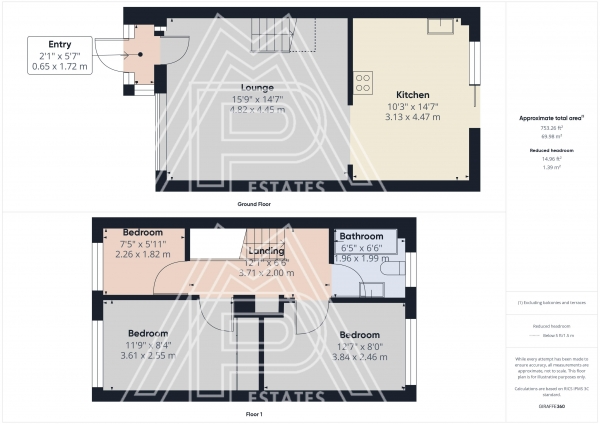 Floor Plan for 3 Bedroom Terraced House for Sale in Mill Road, South Ockendon, Aveley, RM15, 4SJ - Guide Price &pound325,000