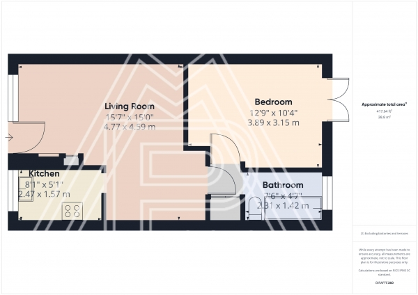 Floor Plan for 1 Bedroom Flat for Sale in Peartree Close, South Ockendon, RM15, 6PR - Guide Price &pound175,000