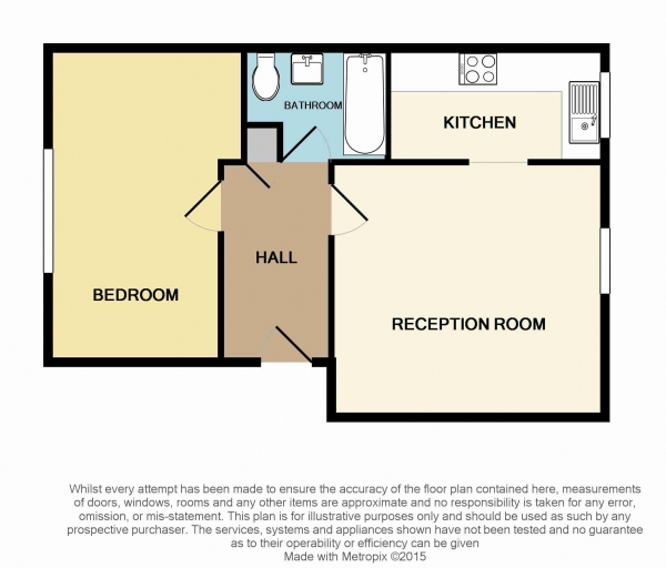 Floor Plan for 1 Bedroom Apartment to Rent in One Bedroom First Floor Flat in Danbury Crescent, South Ockendon, Essex, RM15, 5XA - £265 pw | £1150 pcm