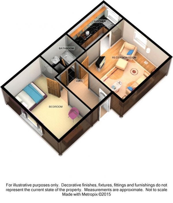 Floor Plan for 1 Bedroom Apartment to Rent in One Bedroom First Floor Flat in Danbury Crescent, South Ockendon, Essex, RM15, 5XA - £265 pw | £1150 pcm