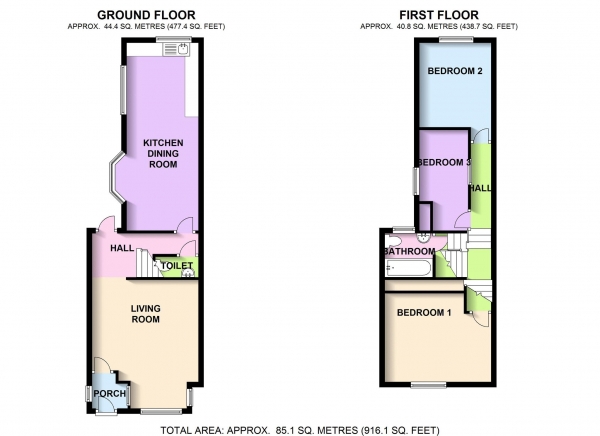 Floor Plan Image for 3 Bedroom Property for Sale in Carnarvon Road, Portsmouth