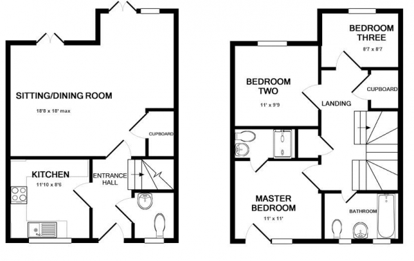 Floor Plan Image for 3 Bedroom Terraced House for Sale in Superb eco friendly urban style development