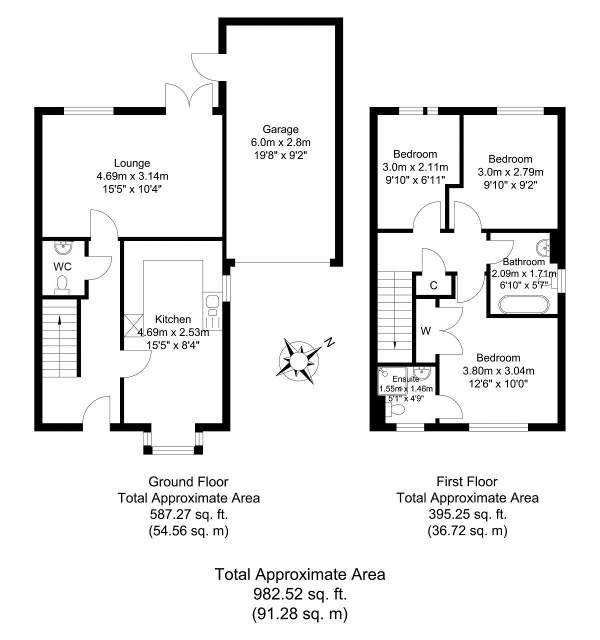 Floor Plan Image for 3 Bedroom Detached House for Sale in A superb three bedroom link detached house within easy walking distance of the station.