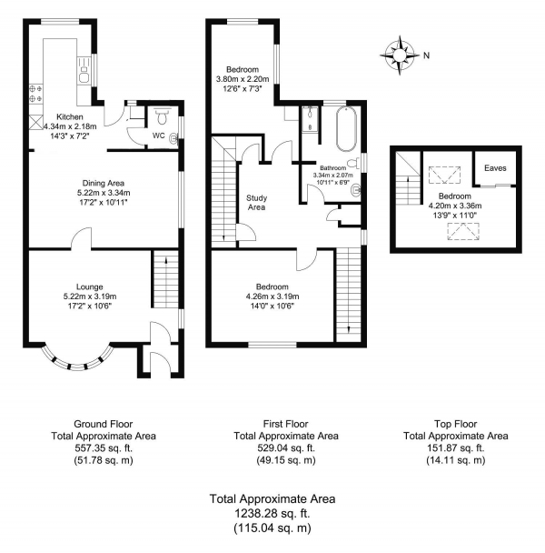 Floor Plan Image for 3 Bedroom Semi-Detached House for Sale in Brooks Lane, Bosham, Chichester