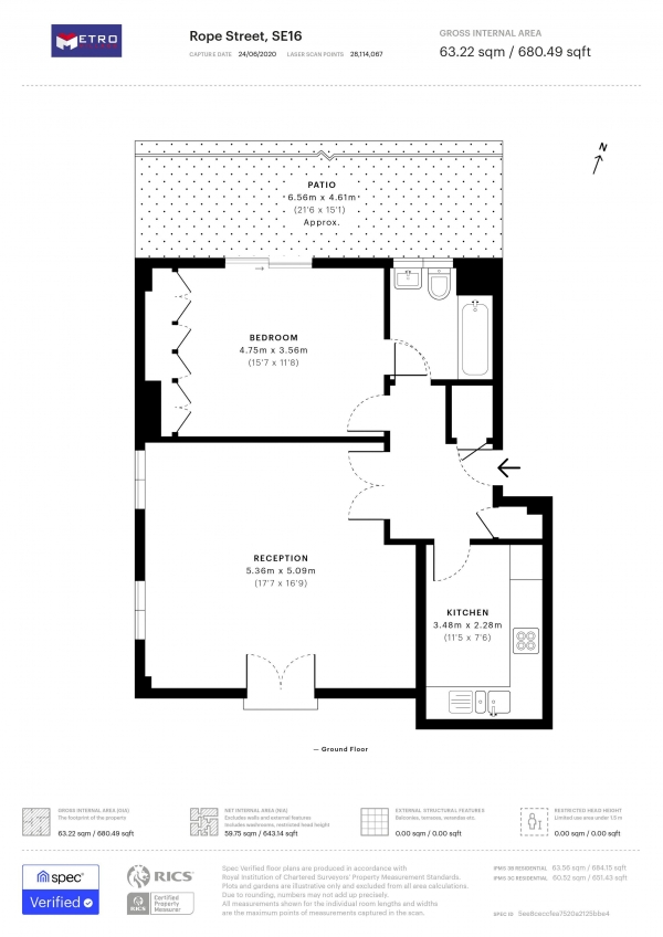 Floor Plan Image for 1 Bedroom Apartment for Sale in Rope Street, London