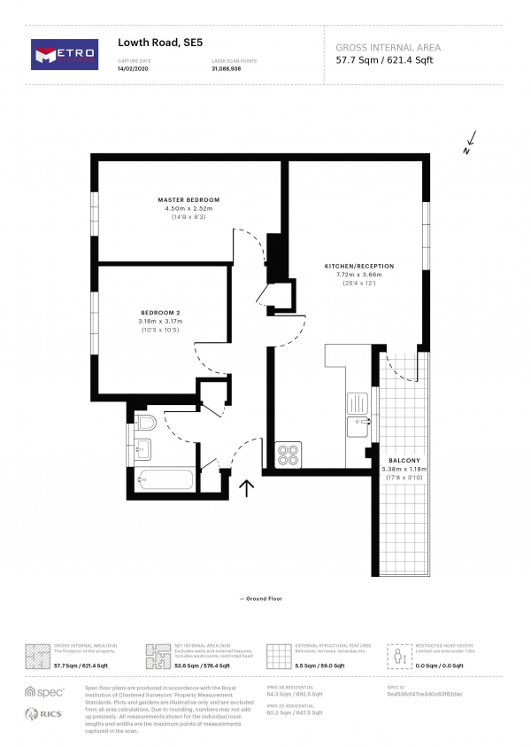 Floor Plan Image for 2 Bedroom Apartment for Sale in Lowth Road, London