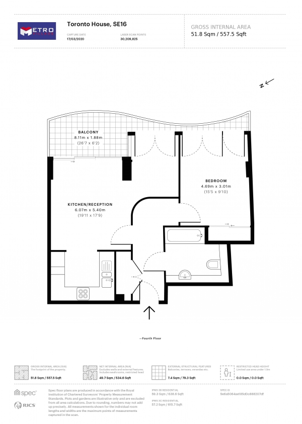 Floor Plan Image for 1 Bedroom Apartment for Sale in Maple Quays, Canada Water, SE16