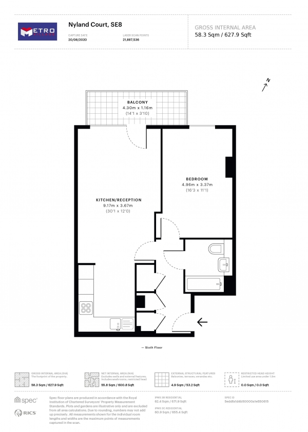 Floor Plan Image for 1 Bedroom Apartment for Sale in Naomi Street, London