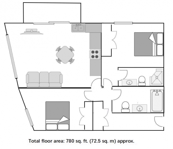 Floor Plan Image for 2 Bedroom Apartment to Rent in Surrey Quays Road, London