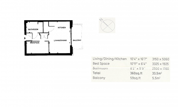 Floor Plan Image for 1 Bedroom Apartment to Rent in Maple Quays, Canada water, SE16