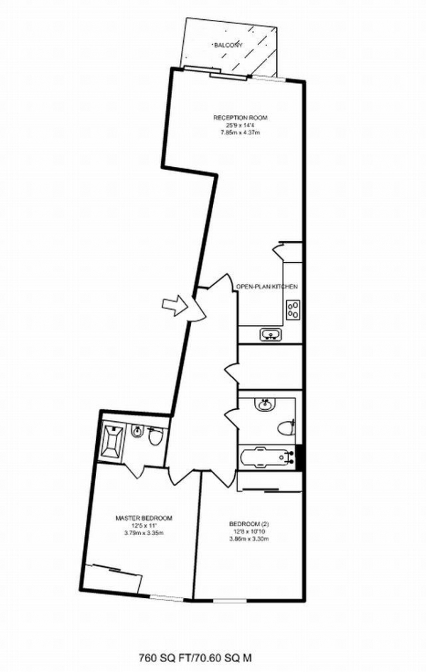 Floor Plan Image for 2 Bedroom Apartment to Rent in Maple Quays, Canada Water, SE16