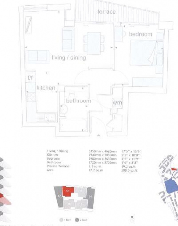 Floor Plan Image for 1 Bedroom Apartment to Rent in Toronto House, Maple Quay, SE16