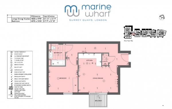 Floor Plan Image for 1 Bedroom Apartment for Sale in Baroque Gardens, Marine Wharf, SE16