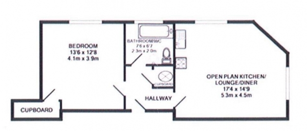 Floor Plan Image for 1 Bedroom Apartment for Sale in Prince Of Orange Place, Canada Water SE16