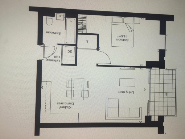 Floor Plan Image for 1 Bedroom Apartment to Rent in London Square, Canada Water, SE16