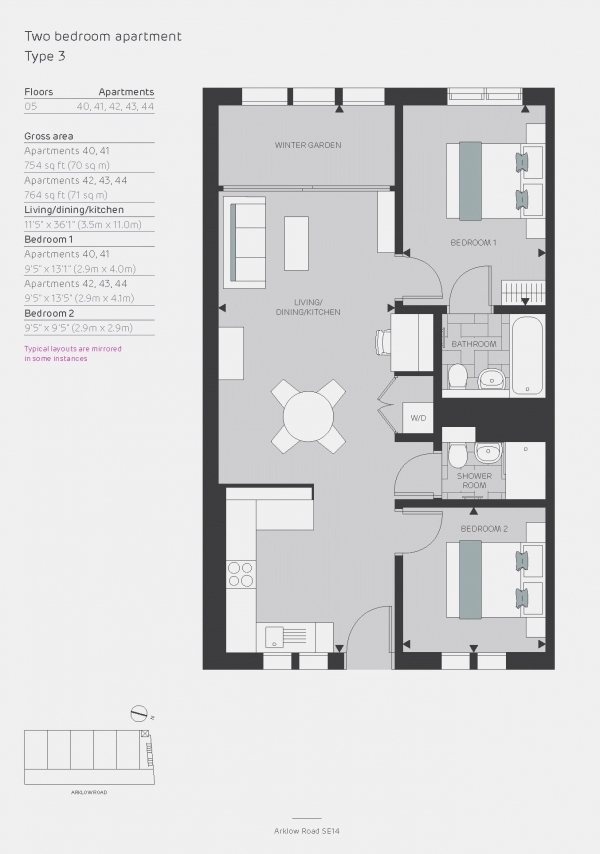 Floor Plan Image for 2 Bedroom Apartment for Sale in Arklow Rd, Deptford, SE14