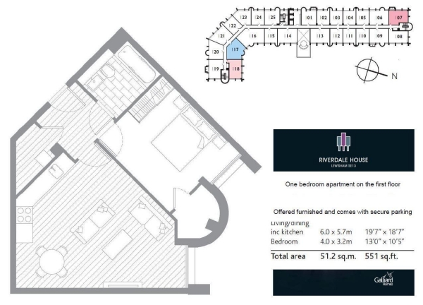 Floor Plan Image for 1 Bedroom Apartment for Sale in Riverdale House, Lewisham, SE13
