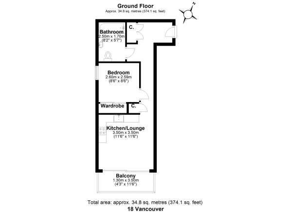 Floor Plan Image for 1 Bedroom Apartment for Sale in Surrey Quays Road, London