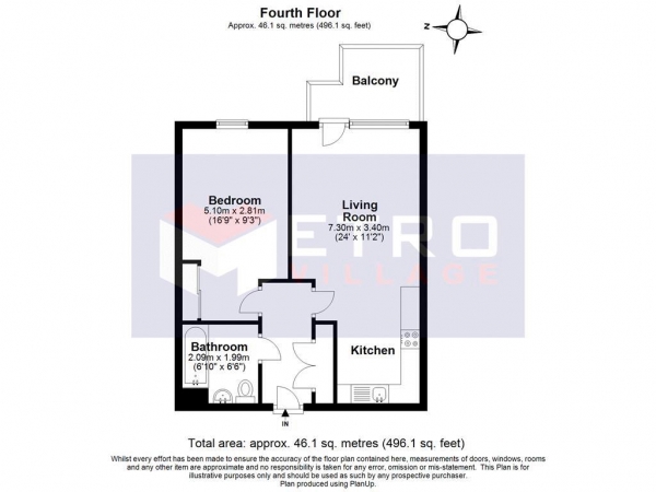 Floor Plan Image for 1 Bedroom Apartment for Sale in Icon Apartments, E1