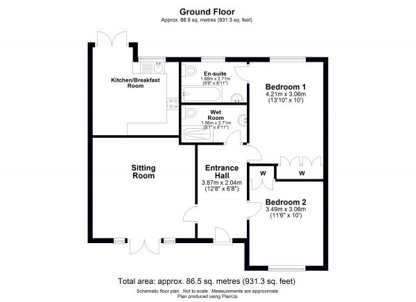 Floor Plan Image for 2 Bedroom Bungalow for Sale in Springfield Park, Okehampton