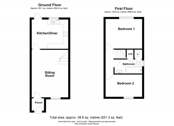 Floor Plan Image for 2 Bedroom End of Terrace House for Sale in Deacons Green, Tavistock