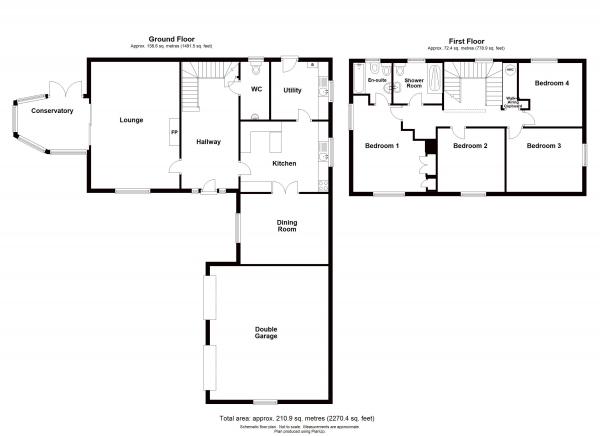 Floor Plan Image for 4 Bedroom Detached House for Sale in Lamerton