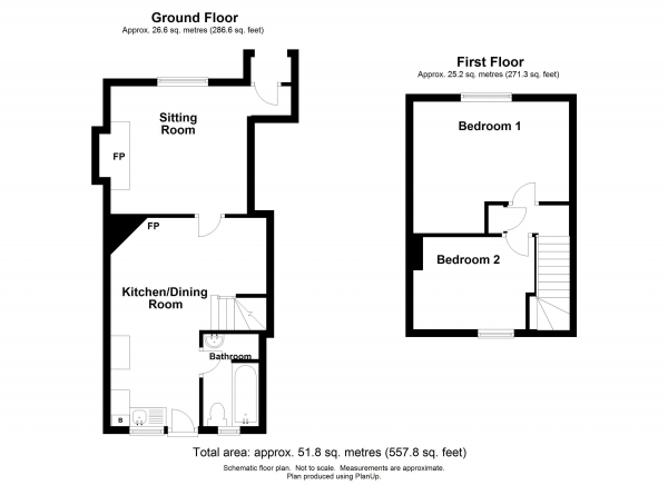 Floor Plan Image for 2 Bedroom Cottage for Sale in Tavistock