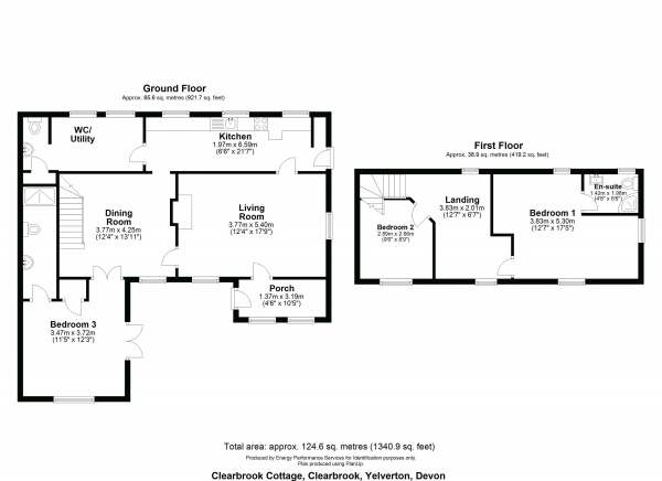 Floor Plan Image for 3 Bedroom Cottage for Sale in Clearbrook, Yelverton