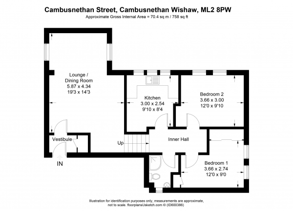 Floor Plan Image for 2 Bedroom Apartment for Sale in Cambusnethan Street, Wishaw